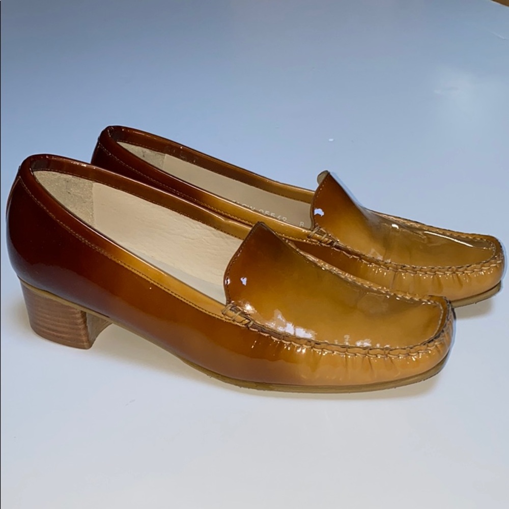 Stuart Weitzman Brown Ombrè Patent Leather Loafers